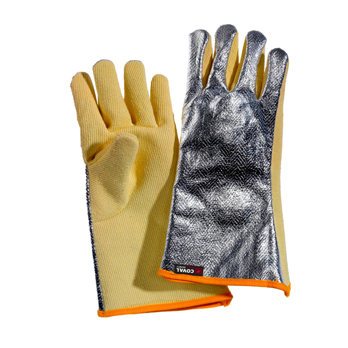 Guanti anticalore aramidici Hotworks modello S2TKTKA/15 con dorso alluminizzato, resistenti fino a 250°C, ideali per la protezione delle mani dal calore radiante in contesti industriali e metallurgici.