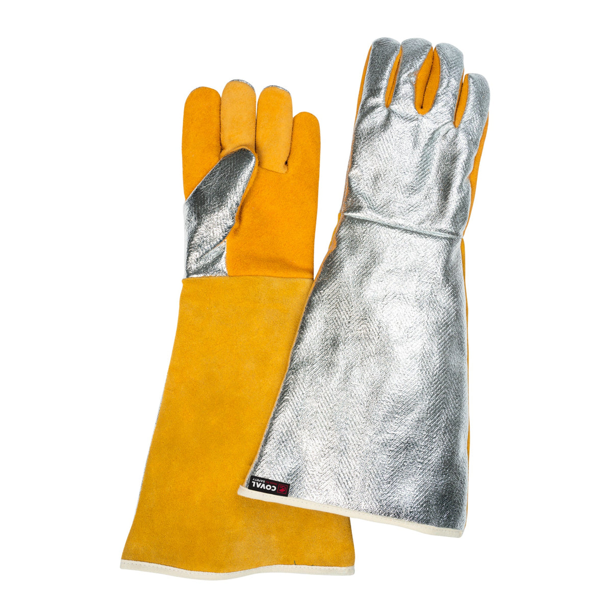 Guanti anticalore Hotworks modello 50SCTKA con dorso alluminizzato e palmo in crosta, resistenti a calore radiante e alte temperature.