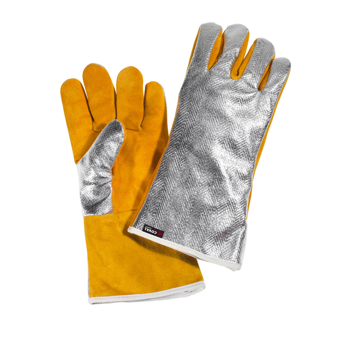 Guanti anticalore Hotworks modello 35SCTKA con dorso alluminizzato e palmo in crosta, ideali per la protezione contro calore radiante e alte temperature in ambienti industriali.